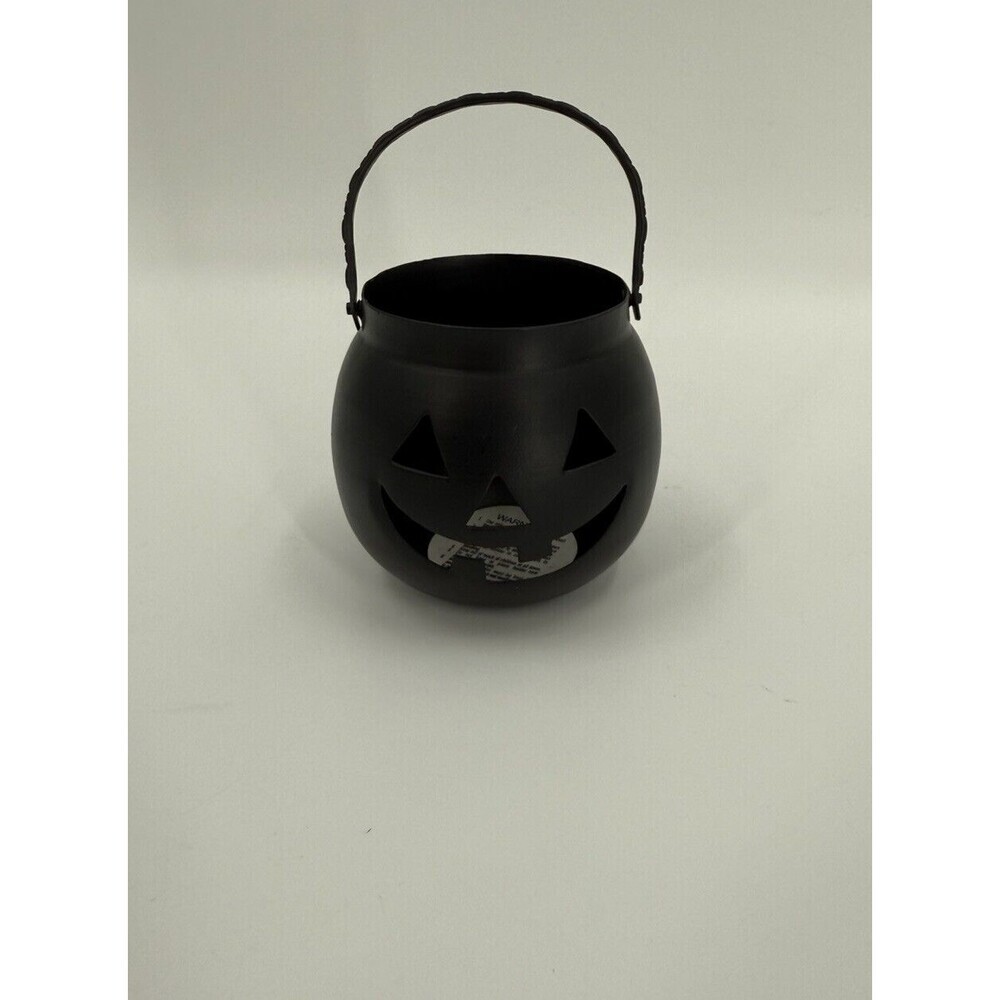 HOSLEY Vintage Halloween Votive Candle Holder Black Metal Jack-O-Lantern